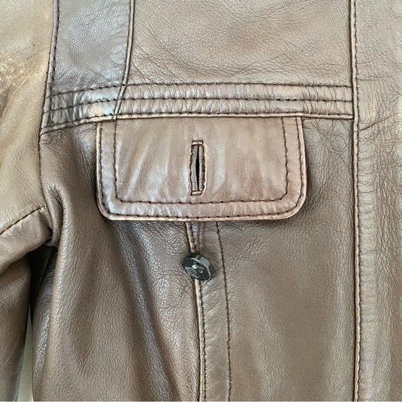 Esprit Brown Genuine Leather Moto Jacket (Size 2) - Picture 6 of 6